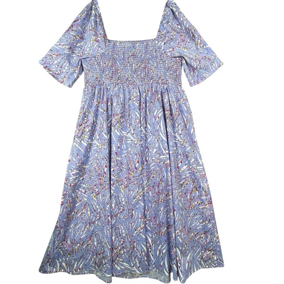 ELOQUII Elements Puff Sleeve Zebra Print Smocked Feminine Chic Boho Fun Dress - Picture 2 of 15